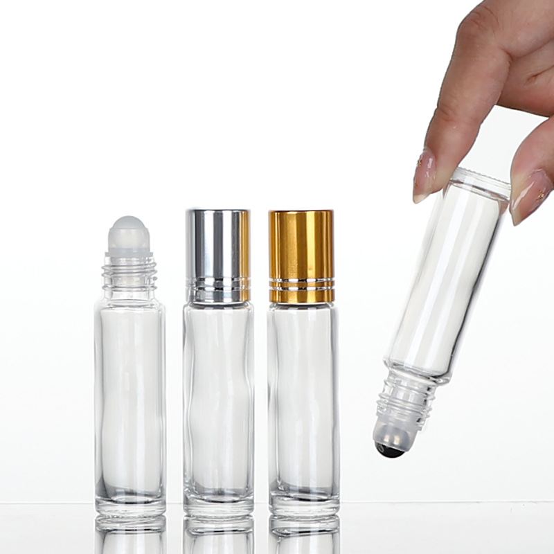 滚珠瓶晶白料玻璃化妆品瓶10ml香水分装瓶滚动走珠精油瓶批发瓶子