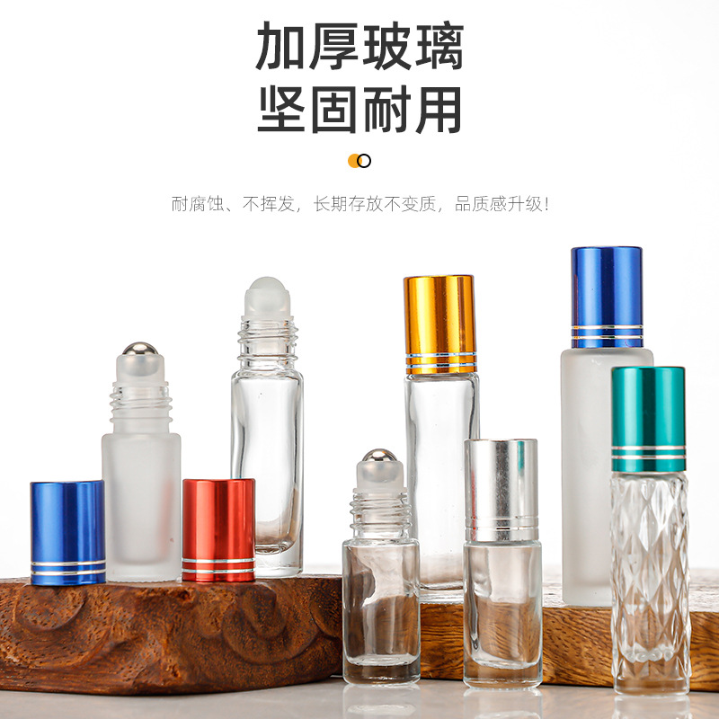 现货滚珠瓶晶白料模制玻璃香水分装瓶子涂抹便捷旅行精油瓶空瓶